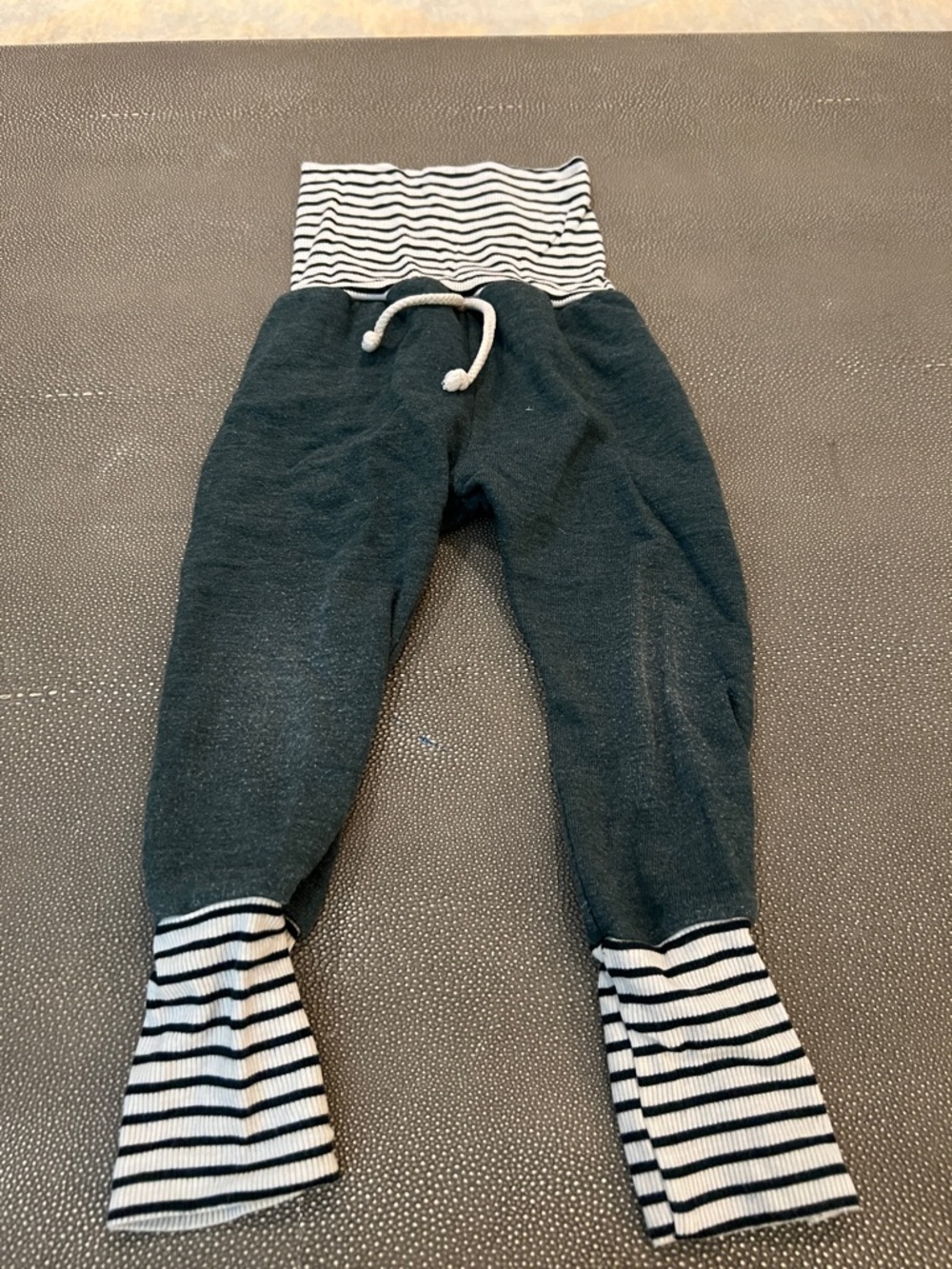 Kids Navy Jogger Sweatpants with Striped Waist & Cuffs